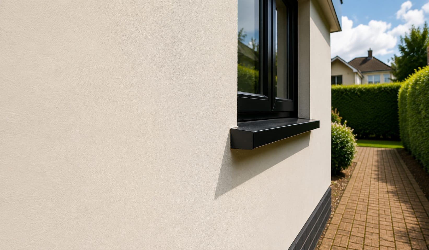 Silicone render applied to a Yorkshire semi-detached — smooth cream finish