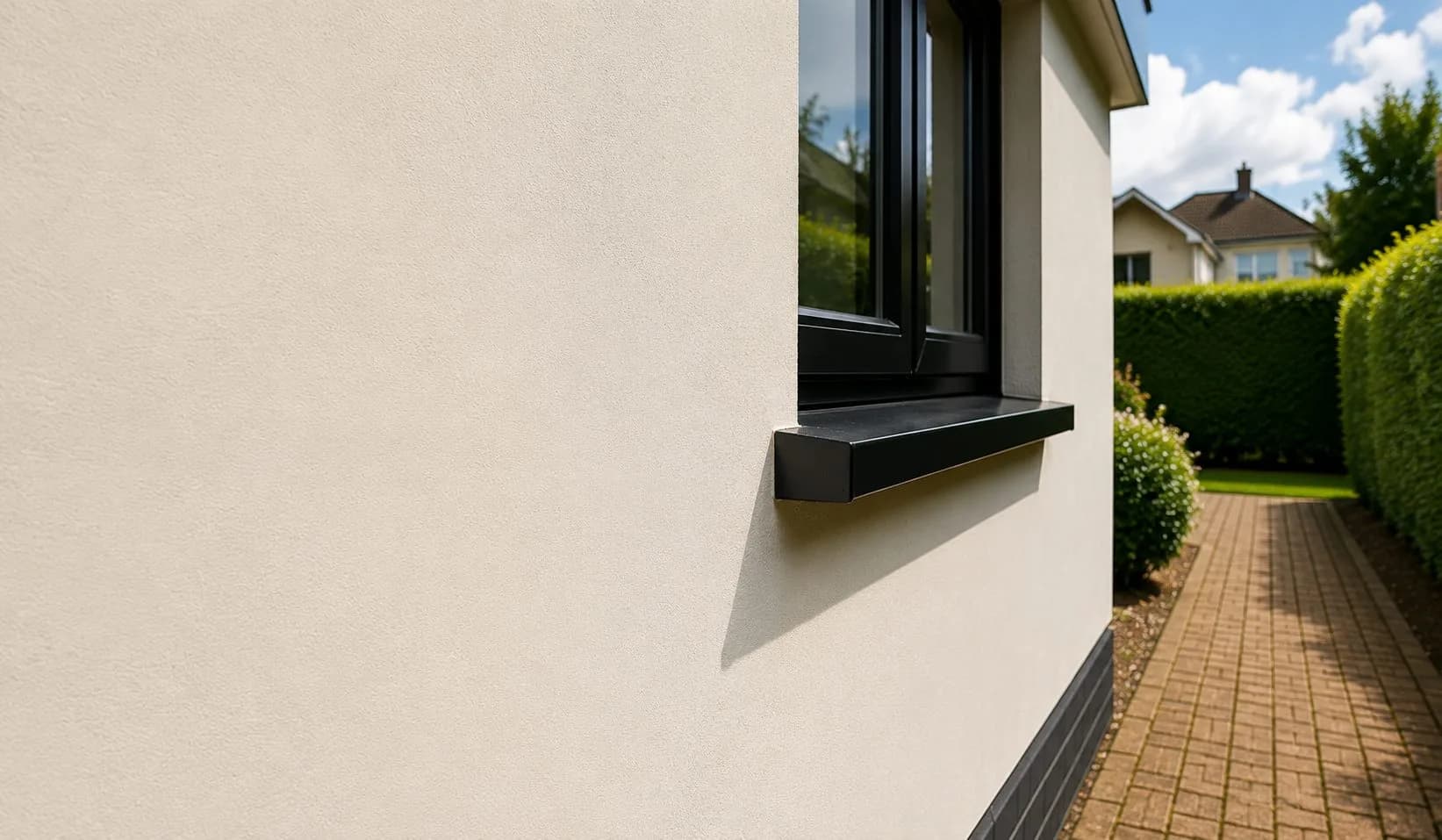 Silicone render applied to a Yorkshire semi-detached — smooth cream finish